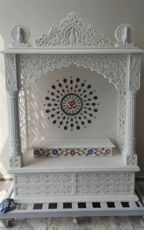 Indoor Rectangular Traditional White Marble Temple For Worship Size