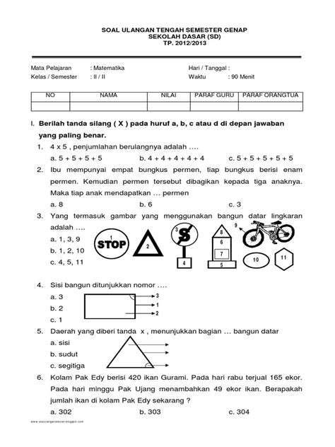 Download Soal Uts Matematika Kelas 5 Semester 1 Kurikulum 2013 Homecare24