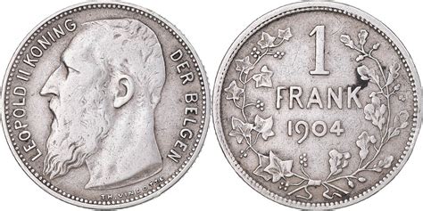 Belgien Franc 1904 Münze Leopold II SS Silber KM 57 1 MA Shops