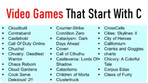 50 Video Games That Start With C Mobile And PC Games EngDic