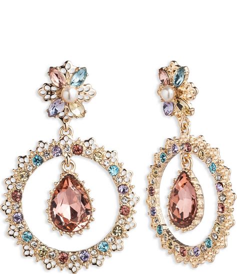 Marchesa Gold Tone Multi Stone Orbital Earrings Dillard S