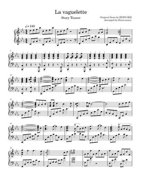 Story Teaser La Vaguelette Genshin Impact Sheet Music For Piano