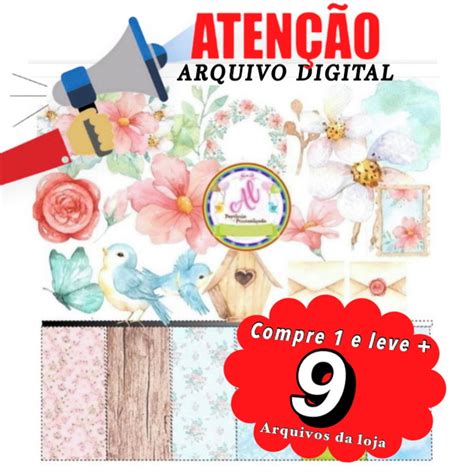 Kit Digital Jardim Encantado Aquarelado Scrapbook Elo