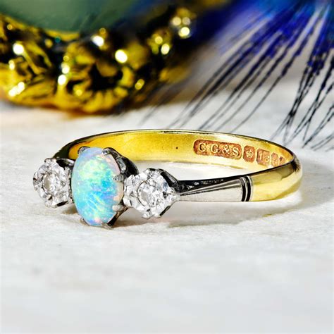 The Vintage 1986 Opal and Diamond Ring | Antique Jewellers