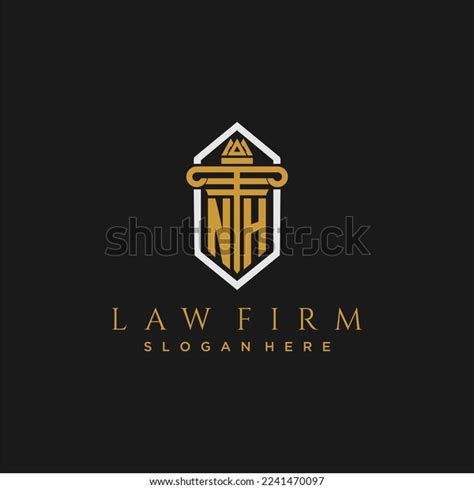 Nh Initial Monogram Logo Lawfirm Pillar Stock Vector Royalty Free