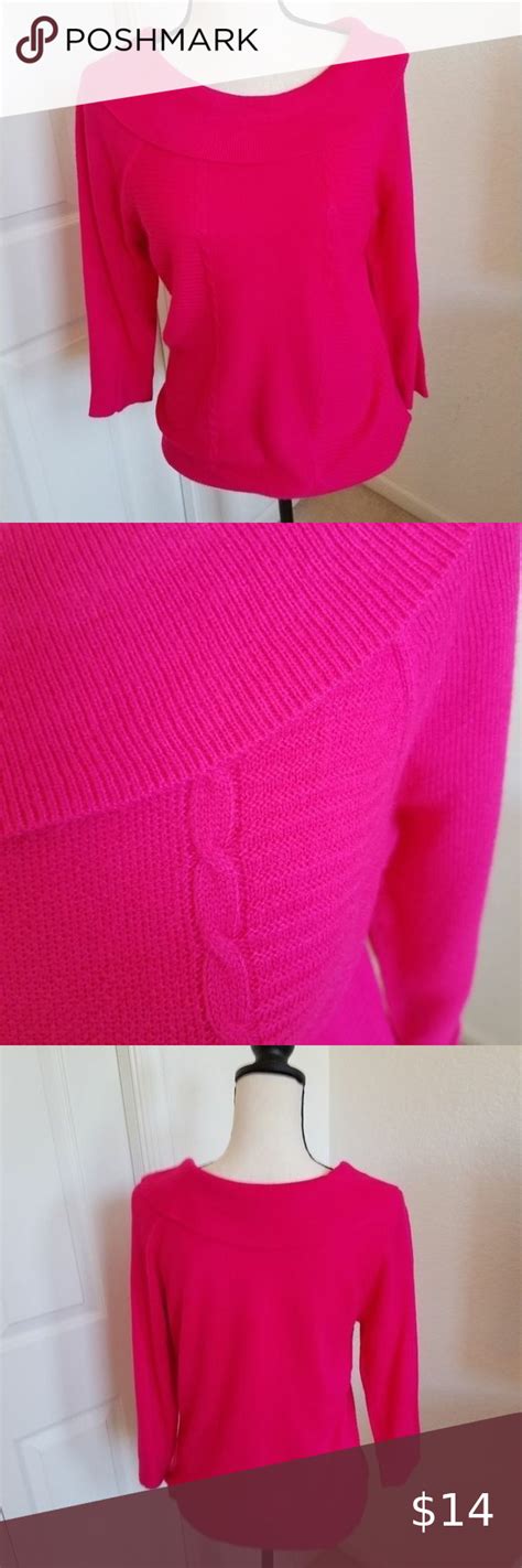 Sag Harbor Petite Medium Hot Pink Pull On Sz Pm Petite Sweaters