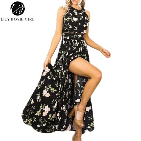 Lily Rosie Girl Women Off Shoulder Boho Floral Print Dress Women Sexy