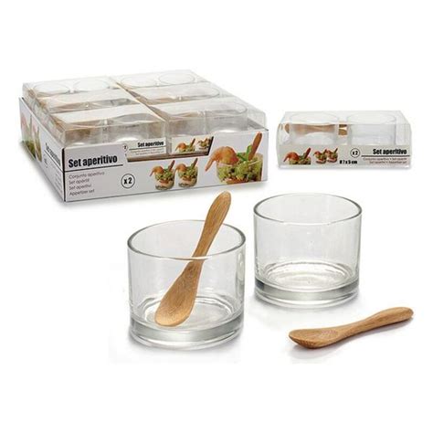 Verres Vivalto Set Avec Cuill Re Bois Verre Bambou Verre Pi Ces