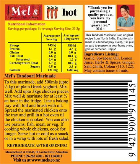 Mels Tandoori Marinade Mels Gourmet Foods Ltd