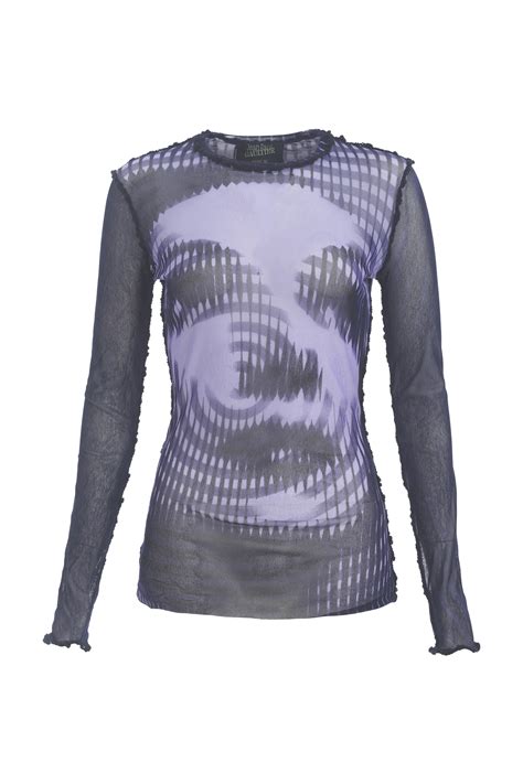 Jean Paul Gaultier Purple Long Sleeve Top With Face Print Curate8