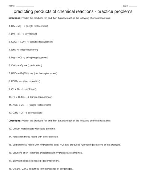 Fun With Predicting Reaction Products Worksheets Library