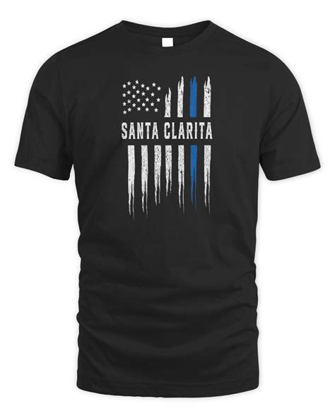 Thin Blue Line Heart Santa Clarita Police Officer California T Shirt