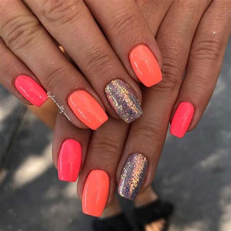 Neon Coral Nails