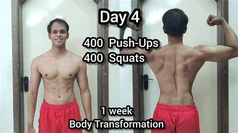 Day 4 400 Push Ups And 400 Squats 1 Week Body Transformation Home