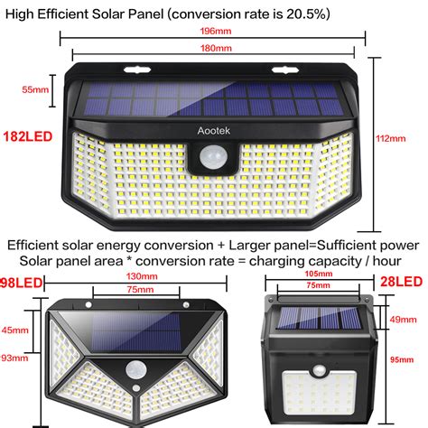 Aootek 238 Led Solar Outdoor Motion Sensor Lights Upgraded Solar Panel To 153 In2 And 3 Modes