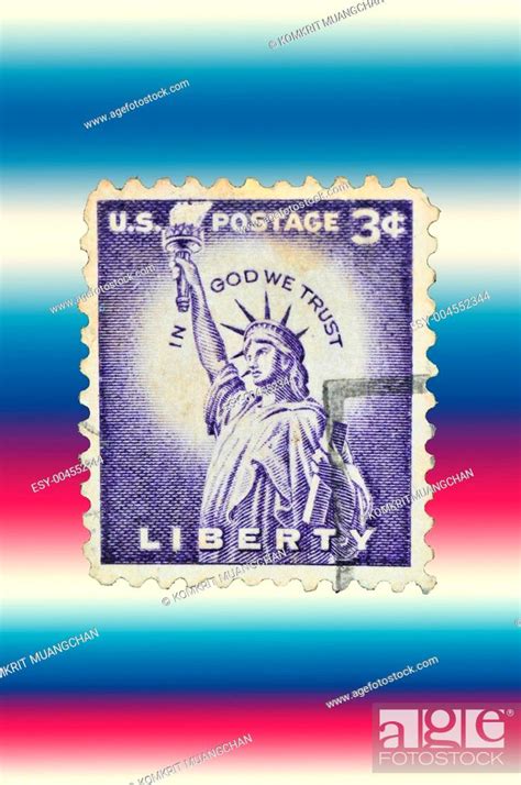 This Is Vintage 1954 Us Postage Stamp Statue Of Liberty Stock Photo