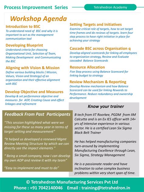 Balance Score Card Bsc Workshop By Tetrahedron Pdf