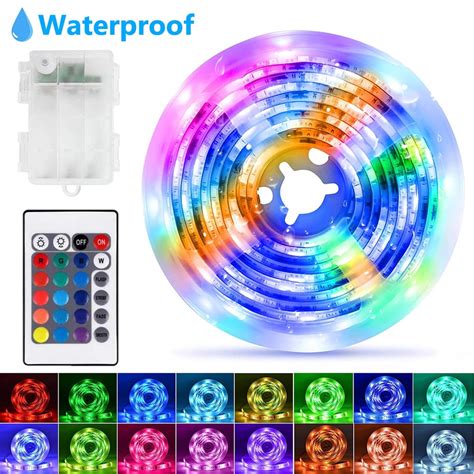 Rosnek Waterproof Led Rgb Strip Lights With Battery Box Remote Control