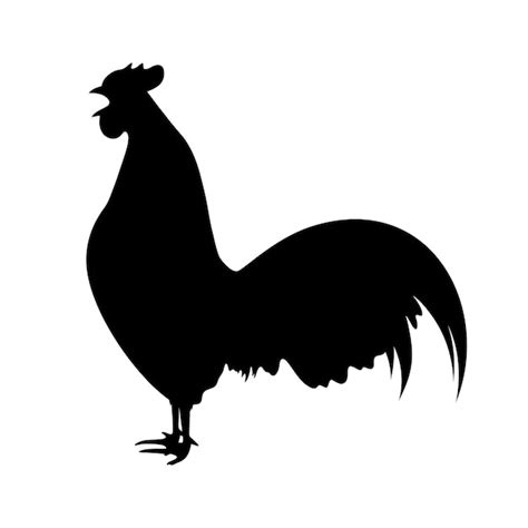 Silueta de gallo cantando ilustración de vector de granja de pollo