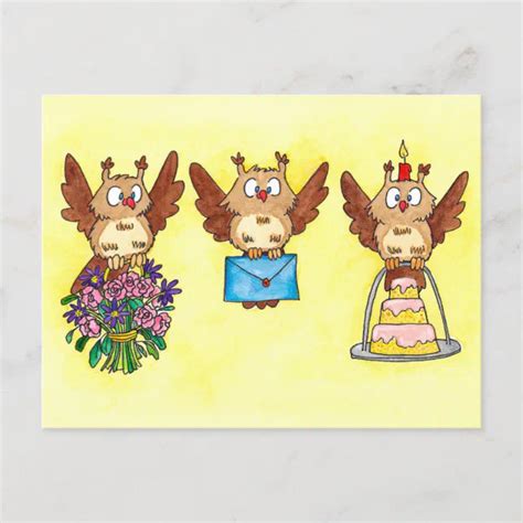 Happy Birthday Owls By Nicole Janes Holiday Postcard Zazzle