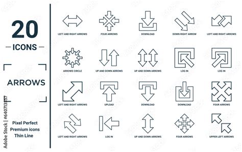 Arrows Linear Icon Set Includes Thin Line Left And Right Arrows