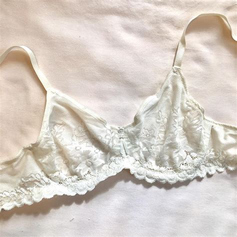 Adorable Vintage Floral Lace Bra Off White Sheer Depop