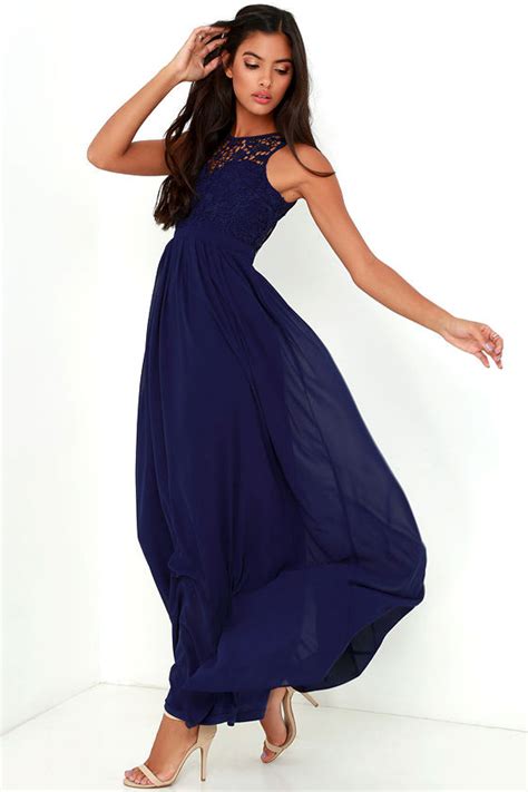 Lovely Navy Blue Dress Lace Dress Maxi Dress Backless Dress 6800 Lulus