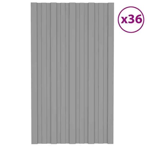 PANNEAUX DE TOITURE 36 pcs Acier galvanisé Gris 80x45 cm EUR 161 69