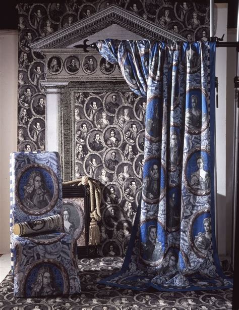 Timney Fowler European Portraits Blue Fabric And Wallpaper