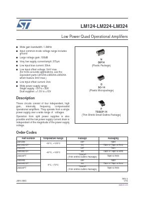 LM324N データシート, STMicroelectronics LM324N PDF - DataSheetBank