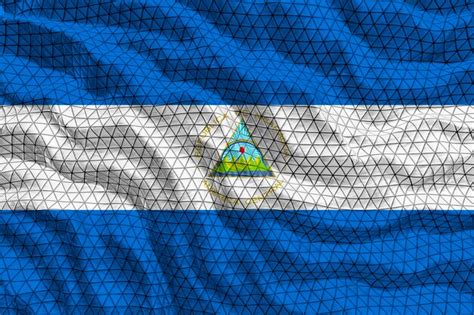 Bandeira Nacional Da Nicarágua Fundo Com Bandeira Da Nicarágua Foto Premium