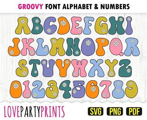 Groovy Font SVG, PNG, Pdf, Full Alphabet and Numbers, Retro Font, Clipart Font, Vector Font ...