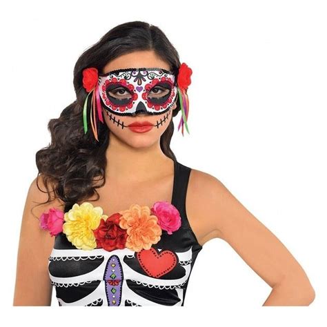 Day Of The Dead Mask Multicoloured With Sequins And Roses