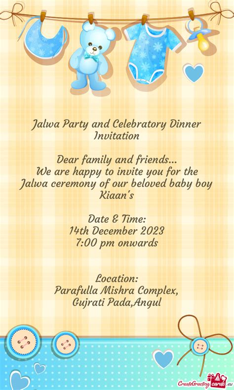 Jalwa Party And Celebratory Dinner Invitation Free Cards