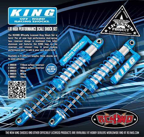 King Off-Road Scale Piggyback Shocks w/ Faux Reservoir (110mm) | RC Soup