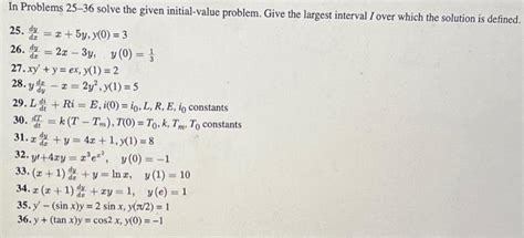 Solved De In Problems 25 36 Solve The Given Initial Value