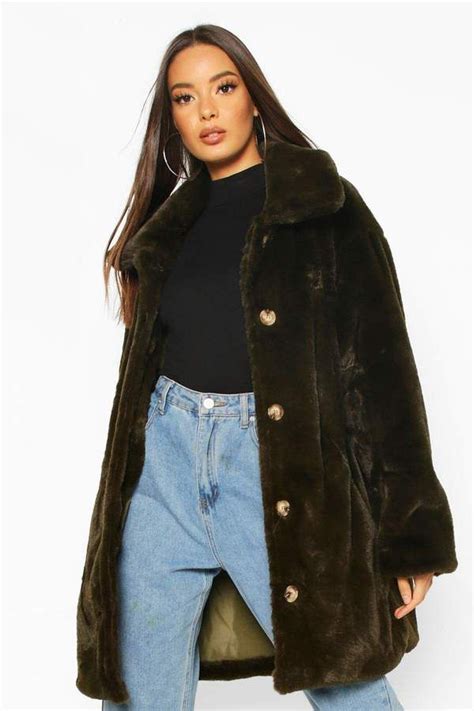 Boohoo Oversized Collared Faux Fur Coat En 2020