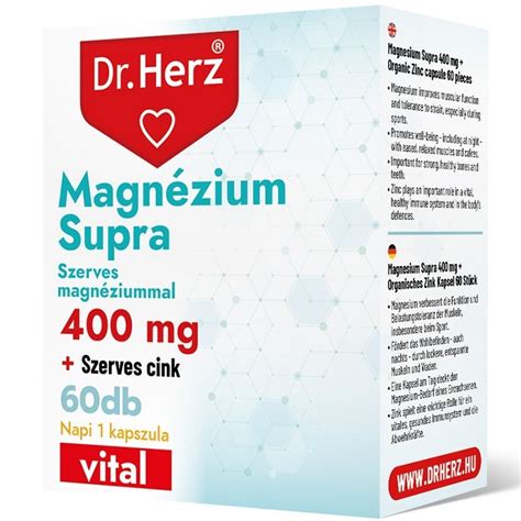 Dr Herz Magnézium Supra 400mg Szerves Cink kapszula 60db BioBolt