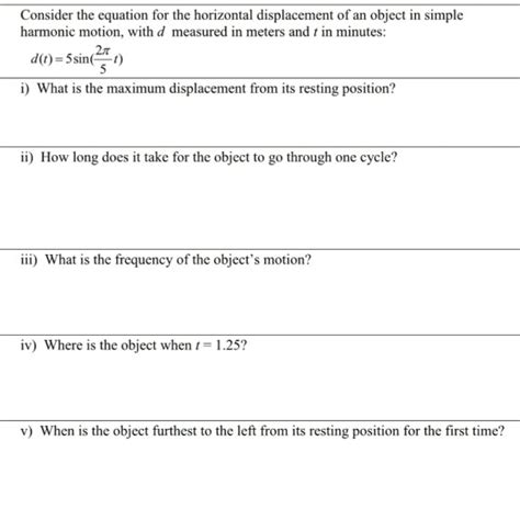 Solved Consider the equation for the horizontal displacement | Chegg.com