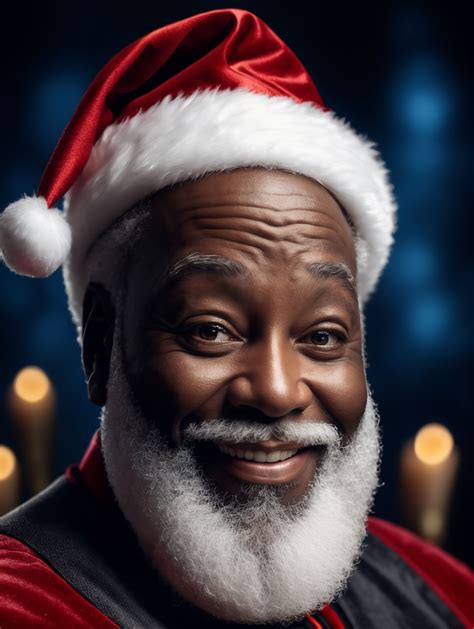 Premium Free Ai Images Portrait Of Black Santa Claus Smiling