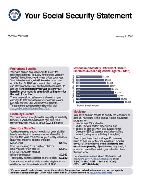 Social Security Earning Statement Samplepdf