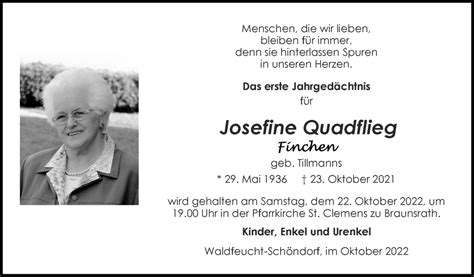 Traueranzeigen Von Josefine Quadflieg Aachen Gedenkt