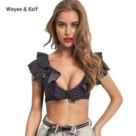 Weyes And Kelf Sexy And Club Dot Deep V Neck Wrapped Bra Backless Black T