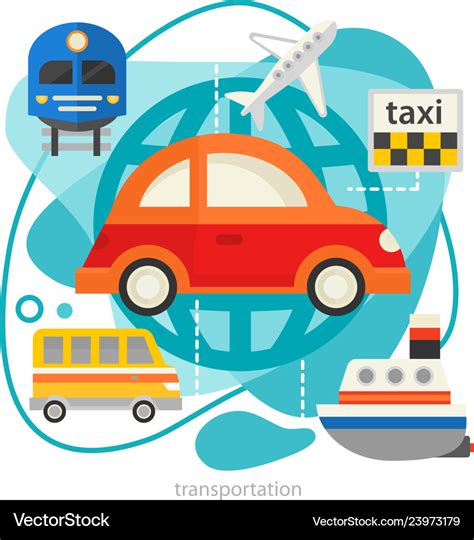 Traveling And Tourism Concept Transport Trendy Vector Image