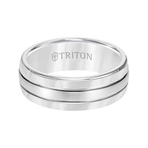 8mm Tungsten Carbide Ring Bright Finish Triton Jewelry