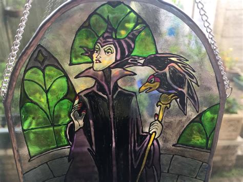 Maleficent Stained Glass Disney Valentines T Sleeping Etsy