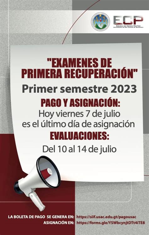 Exámenes de Recuperación 1 2023 USAC ECP