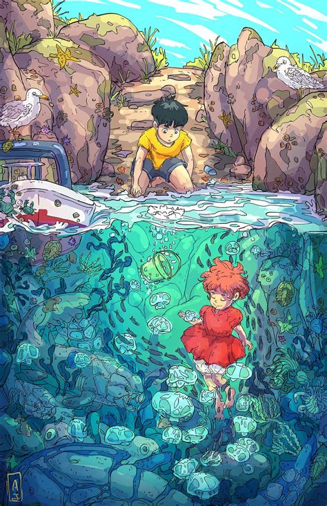 Ponyo And The Devonian Fish By Anandahjanae On Deviantart Ghibli Art