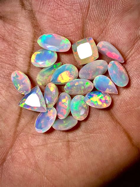 Multi Fire Welo Ethiopian Opal Faceted Round Shape Loose Semi Precious