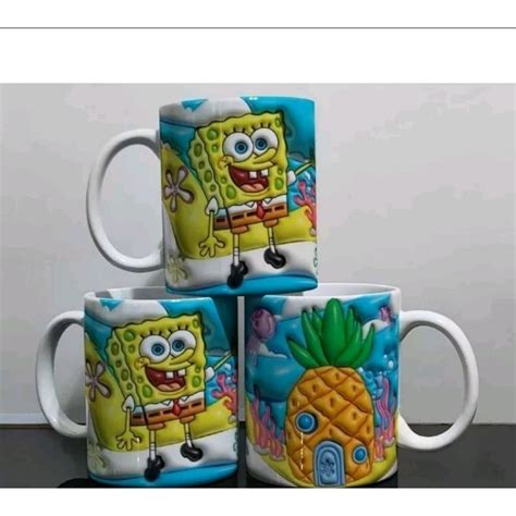 Caneca Porcelana Bob Esponja Patrick Efeito Infl Vel D Shopee Brasil